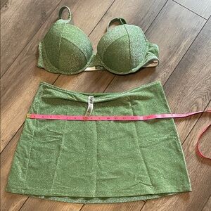 PINK Victoria's Secret Green Glitter Swim Set